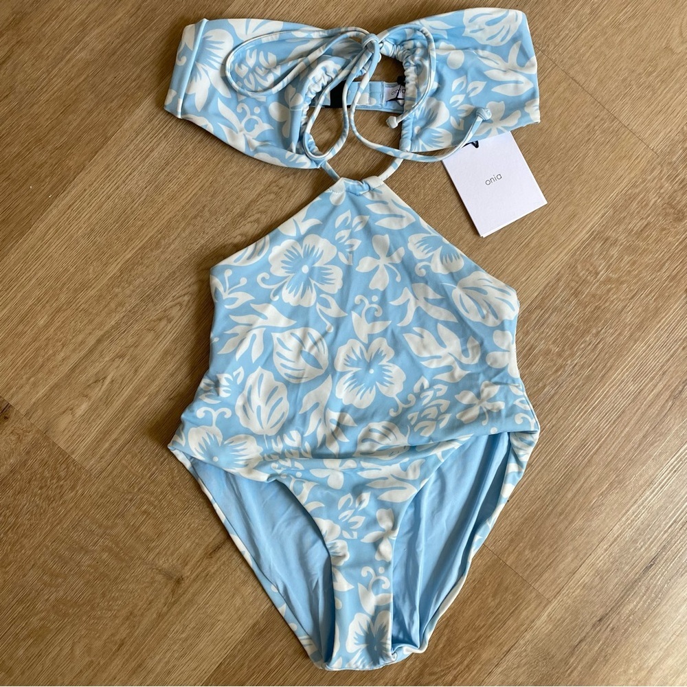 ONIA Cutout printed swimsuit